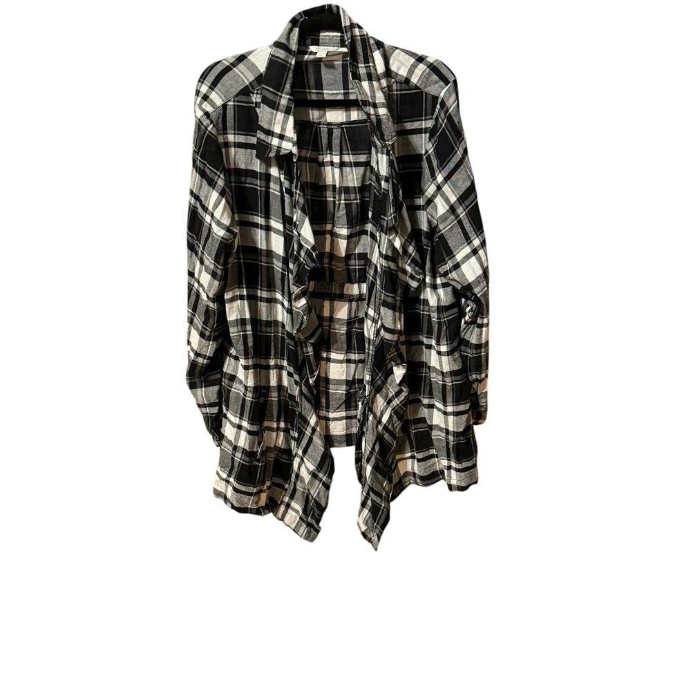 Cato Black and White Flannel Long Sleeve Comfortable Women's Size 22/24 W EUC